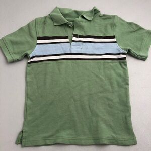Gymboree green brown light blue striped short sleeve polo shirt